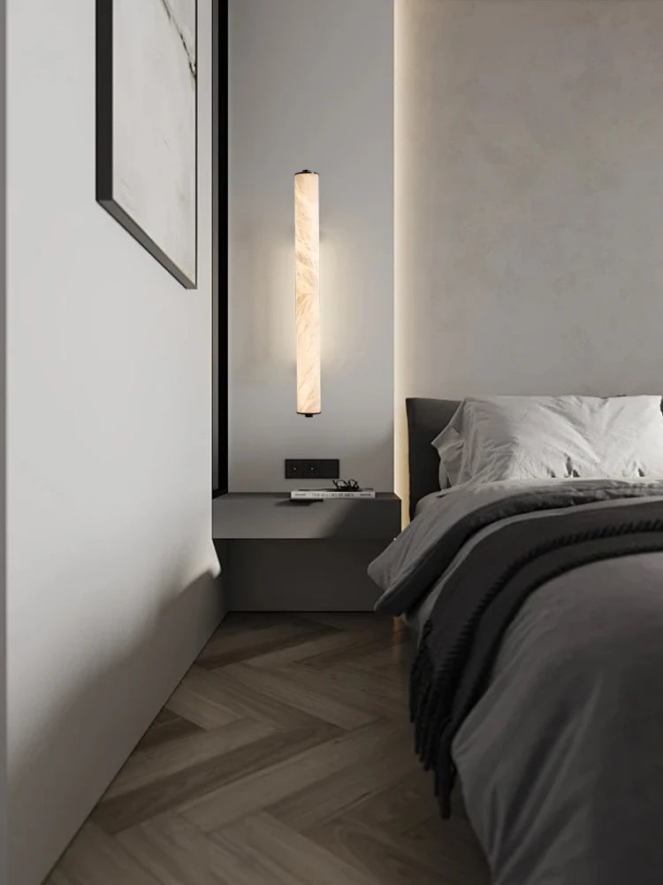 Alabaster & Marble Linear Wall Sconce – Modern Linear for Bathroom | Lunara Crest by Evenlyr