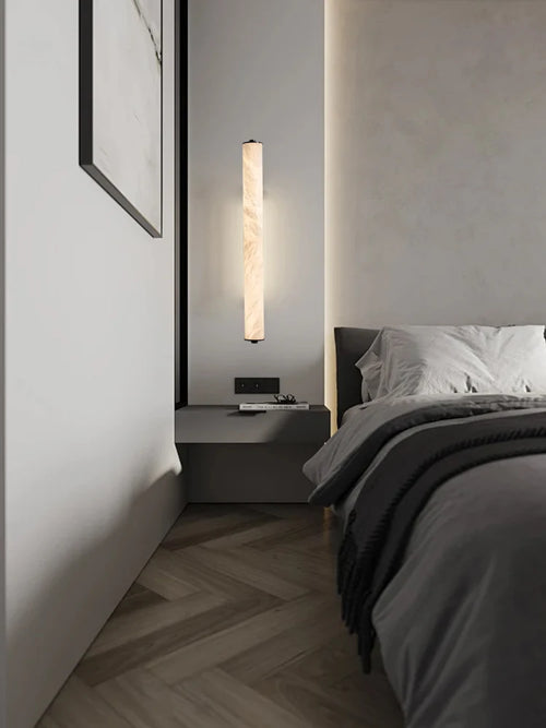 Alabaster & Marble Linear Wall Sconce – Modern Linear for Bathroom | Lunara Crest by Evenlyr