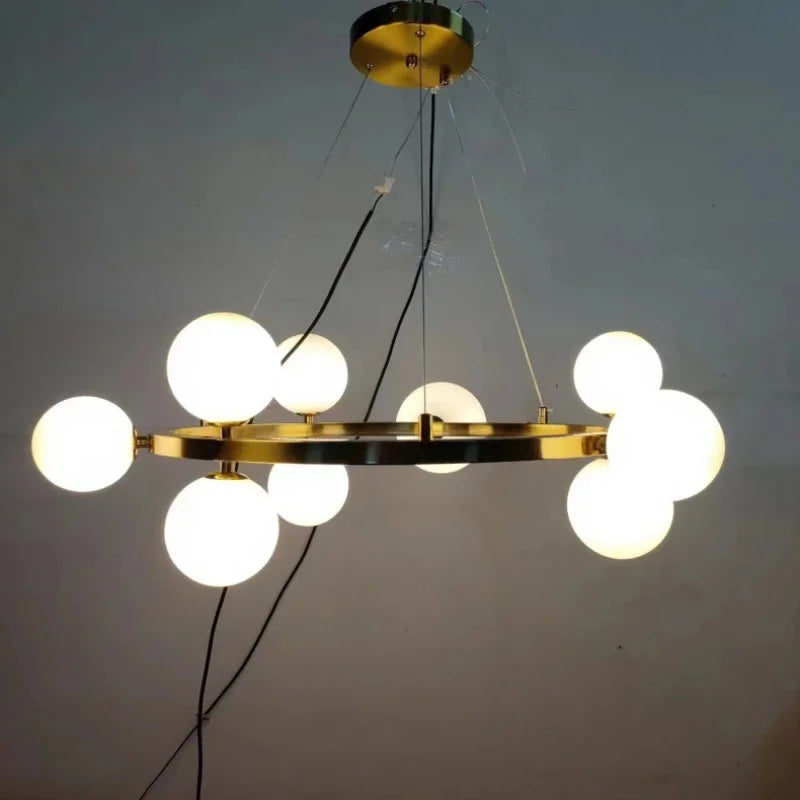 Glass Globe Chandelier – Modern LED for Bedroom & Bedside, Dining Room & Kitchen | Virelle Frame by Evenlyr