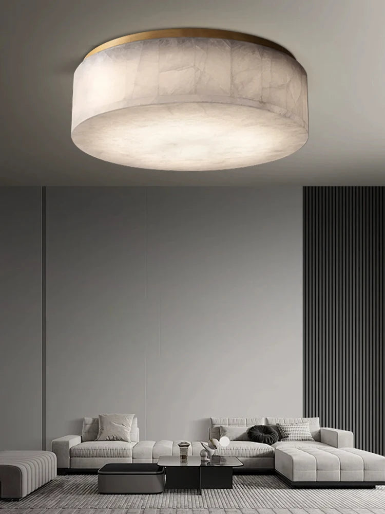Alabaster & Marble Flush Mount Ceiling Light – Modern Minimalist Dimmable LED for Bedroom, Kitchen, Dining Room | Celeste Line by Evenlyr