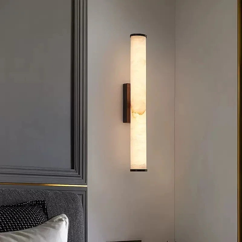 Marble & Copper Wall Sconce – Modern LED for Bathroom, Hotel & Hospitality | Evania Arc by Evenlyr