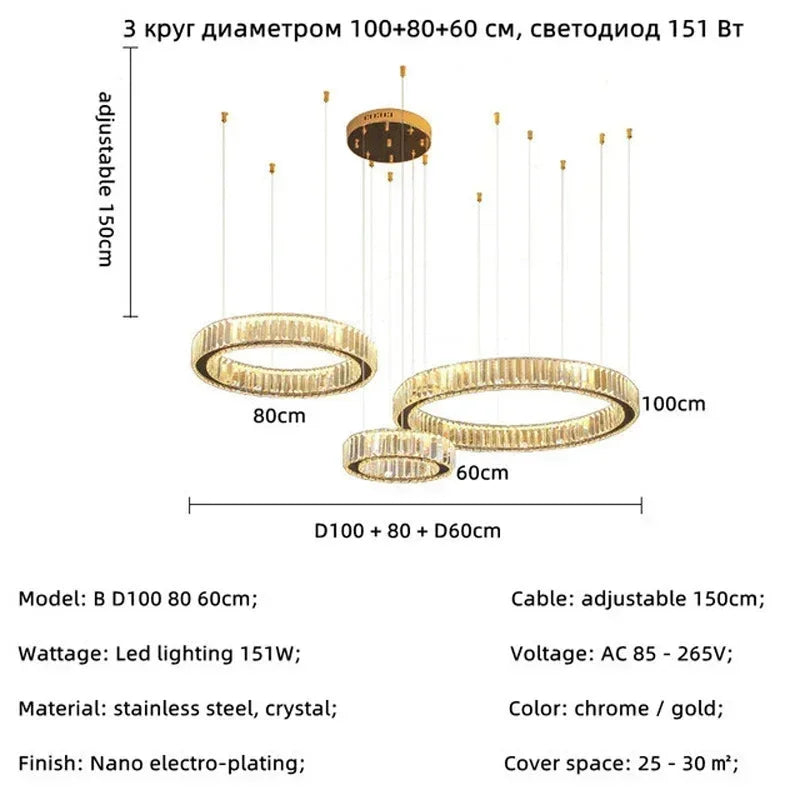 Evren Arc Dimmable Crystal Pendant Light – product view 12