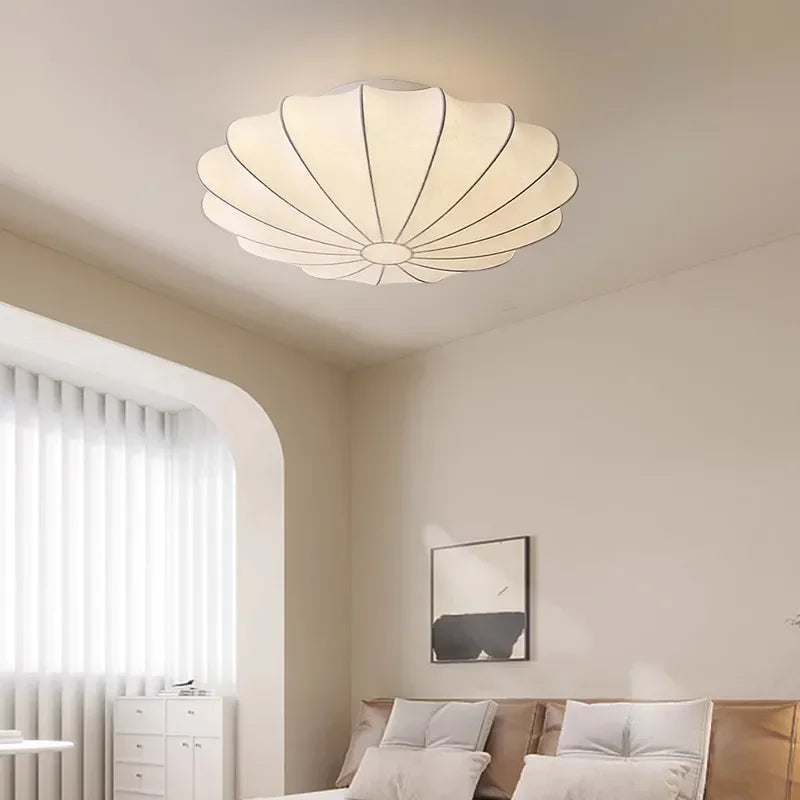 Fabric Flush Mount Ceiling Light – Wabi-Sabi Nordic for Bedroom & Bedside, Living Room | Elowen Frame by Evenlyr