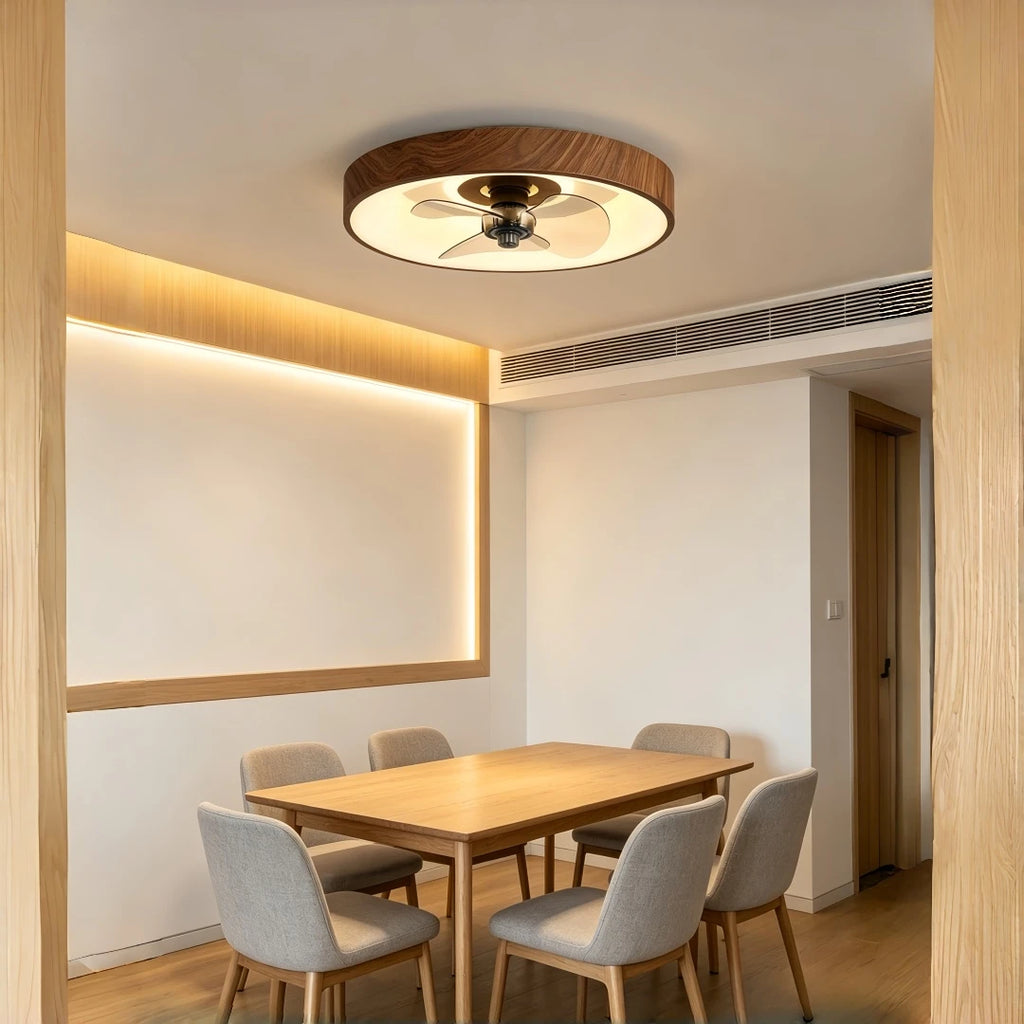 Caspian Low Profile Ceiling Fan with Light for Low-Ceiling Bedroom – Mid-Century