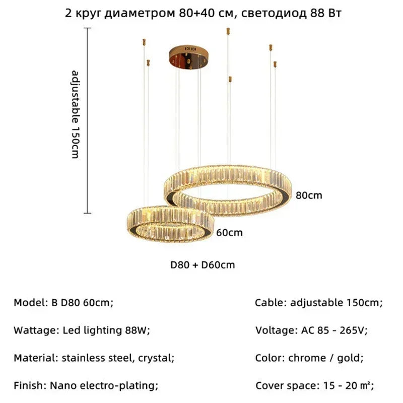 Evren Arc Dimmable Crystal Pendant Light – product view 9