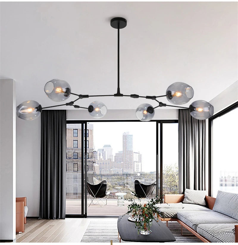 Glass Chandelier – Nordic Modern LED for Dining Room & Kitchen | Seren Veil by Evenlyr