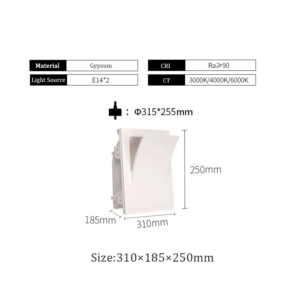 Elara Fully Recessed Gypsum Bedside Wall Light – Minimalist