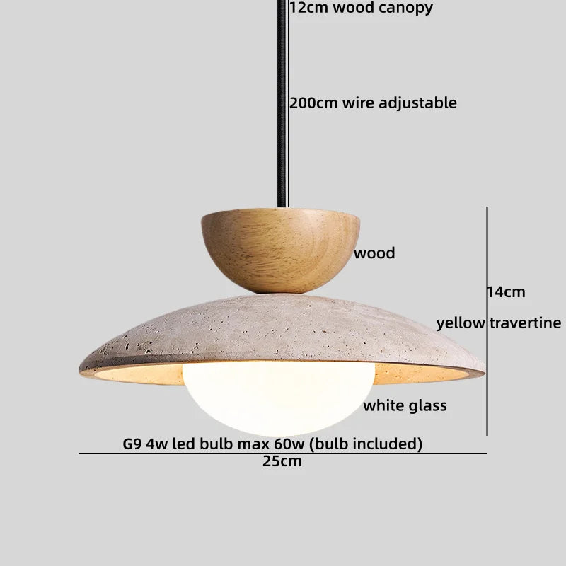 Galen Veil Travertine Pendant Light – product view 6