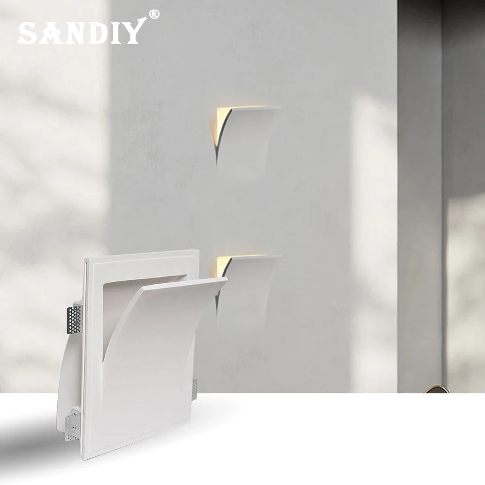 Elara Fully Recessed Gypsum Bedside Wall Light – Minimalist