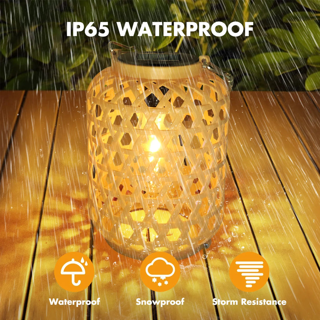 Helios Rattan Solar Hanging Lantern for Garden