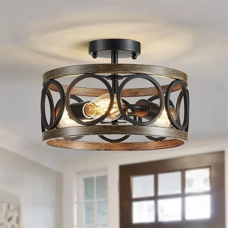 Ilaria Vintage Wood Chandelier for Dining Room – Industrial
