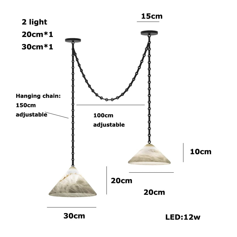 Alabaster & Marble Chandelier – Modern for Hallway & Entryway, Living Room, Dining Room & Kitchen | Lunara Orbit by Evenlyr