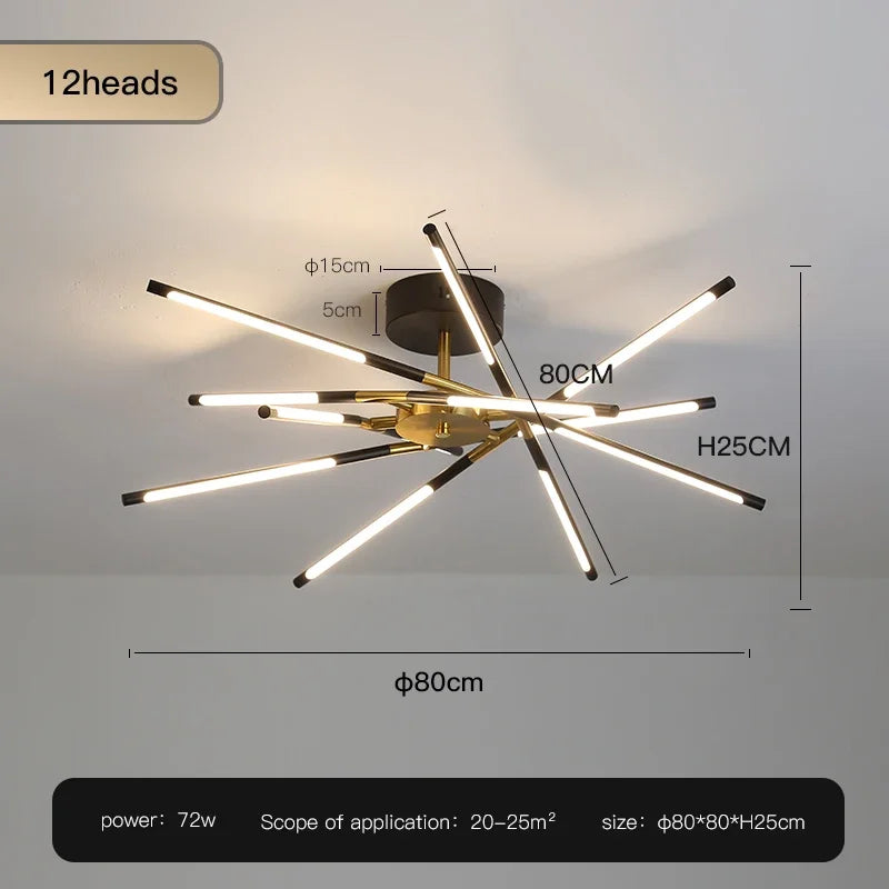 Metal Chandelier – Nordic LED for Bedroom & Bedside, Living Room, Dining Room & Kitchen | Seren Crest by Evenlyr