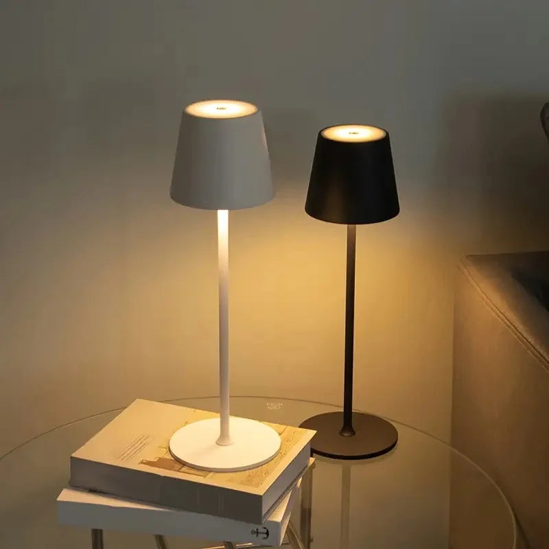 Designer Table Lamp – Nordic Modern Cordless Rechargeable for Bedside, Restaurant Table, Hotel Room | Evanthe Column by Evenlyr