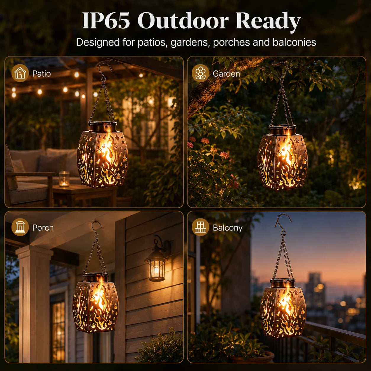 Liora 16-Inch Solar Hanging Lantern Set – 2 Pack – detail view 5