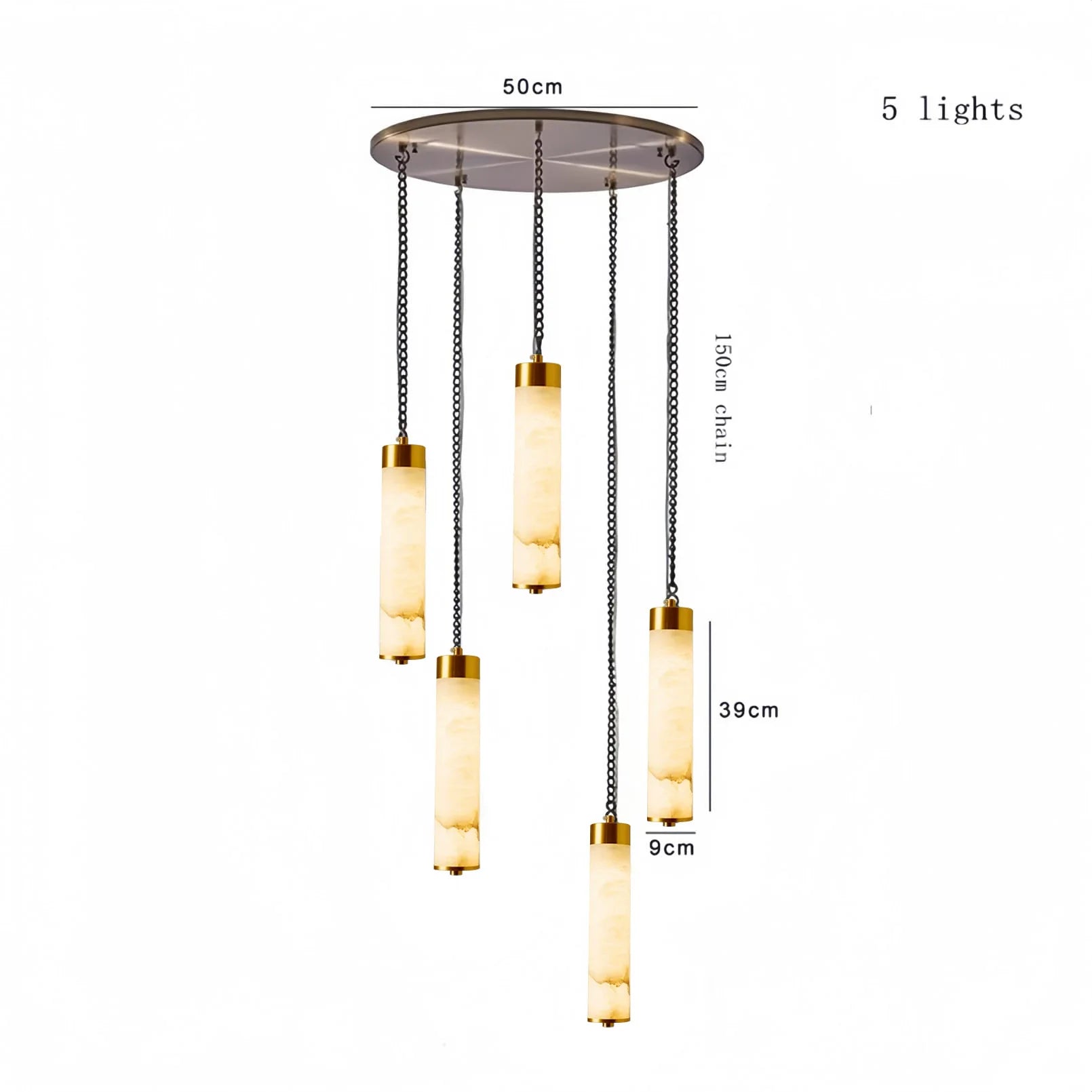 Alabaster & Marble Chandelier – Modern Minimalist Multi-Light for Dining Room, Living Room, Staircase | Mirelle Halo by Evenlyr