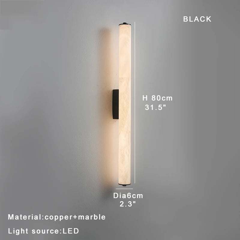 Alabaster & Marble Linear Wall Sconce – Modern Linear for Bathroom | Lunara Crest by Evenlyr