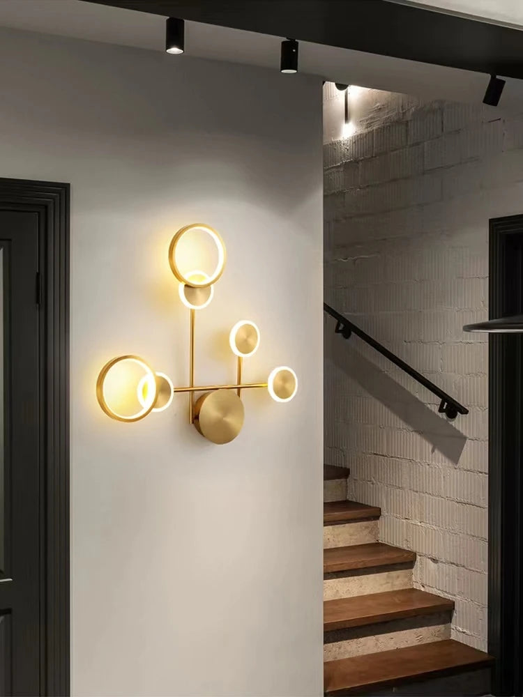 ASANZUO Modern LED Wall Light Brass Lighting fixture Nordic Restaurant kitchen Bedroom Living Background wall sconce Decor lamps