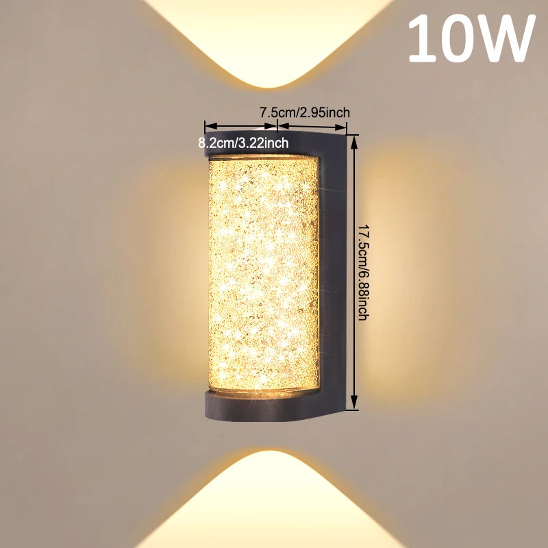Caspian 10W Outdoor Wall Light for Exterior Corridor – Crystal – detail view 7