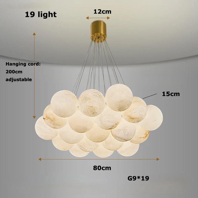 Alabaster & Marble Chandelier – Art Deco Dimmable LED for Living Room, Dining Room, Foyer | Bellara Line by Evenlyr