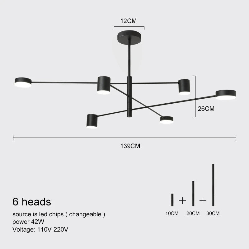 Metal Chandelier – Modern LED for Bedroom & Bedside, Living Room, Restaurant & Café | Alora Line by Evenlyr