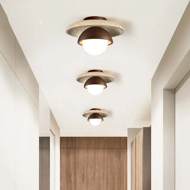 Ruelle Veil Globe Travertine Ceiling Light – product view 3