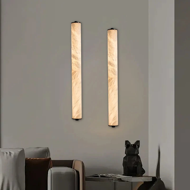 Alabaster & Marble Linear Wall Sconce – Modern Linear for Bathroom | Lunara Crest by Evenlyr