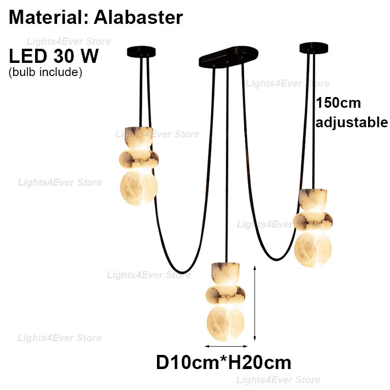 Luma Beam Alabaster Chandelier – Dimmable – product detail 9