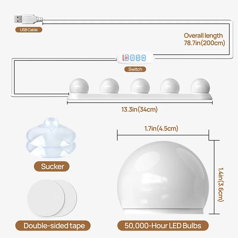 Quintara USB Vanity Mirror Light Bulbs – Adjustable Color Temperature