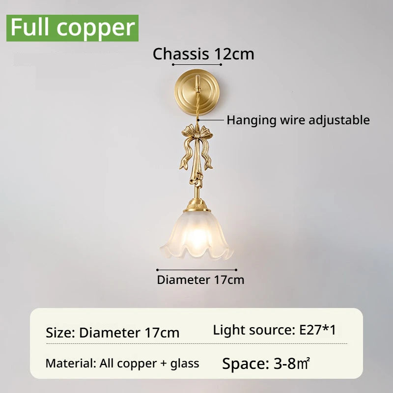 Vintage Bow Copper Bedside Wall Sconce – Pull-Cord Option