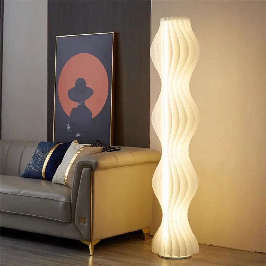 Iris Fold Aluminum Floor Lamp – Dimmable styled in a living room interior