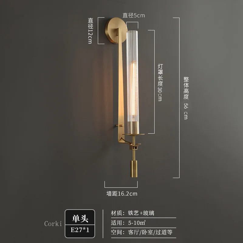 American Country Retro Brass Led Wall Lamps living room Foyer Hotel Bedroom Bedside Stairs Surface Mount Wall Light Luminaire