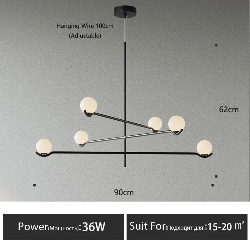 Glass Globe Chandelier – Modern LED for Bedroom & Bedside, Dining Room & Kitchen | Seren Glow by Evenlyr