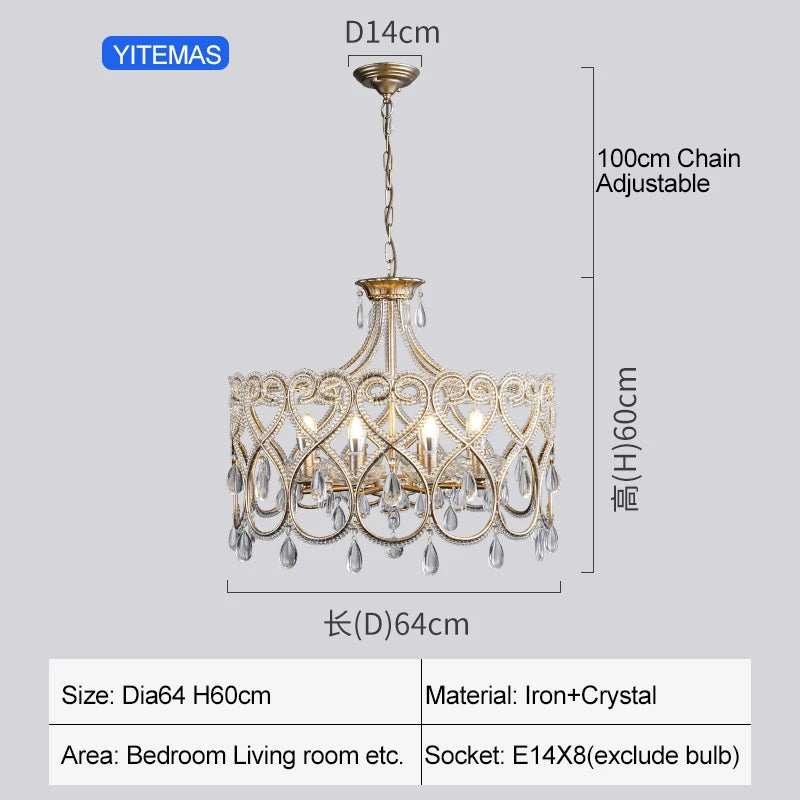 Palermo Antique Silver Crystal Chandelier for Bedroom – French Country – detail view 11