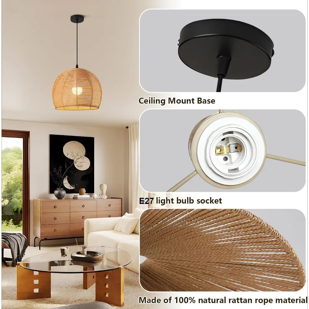 Tivoli 30cm Rattan Chandelier for Dining Room – Bohemian – detail view 6