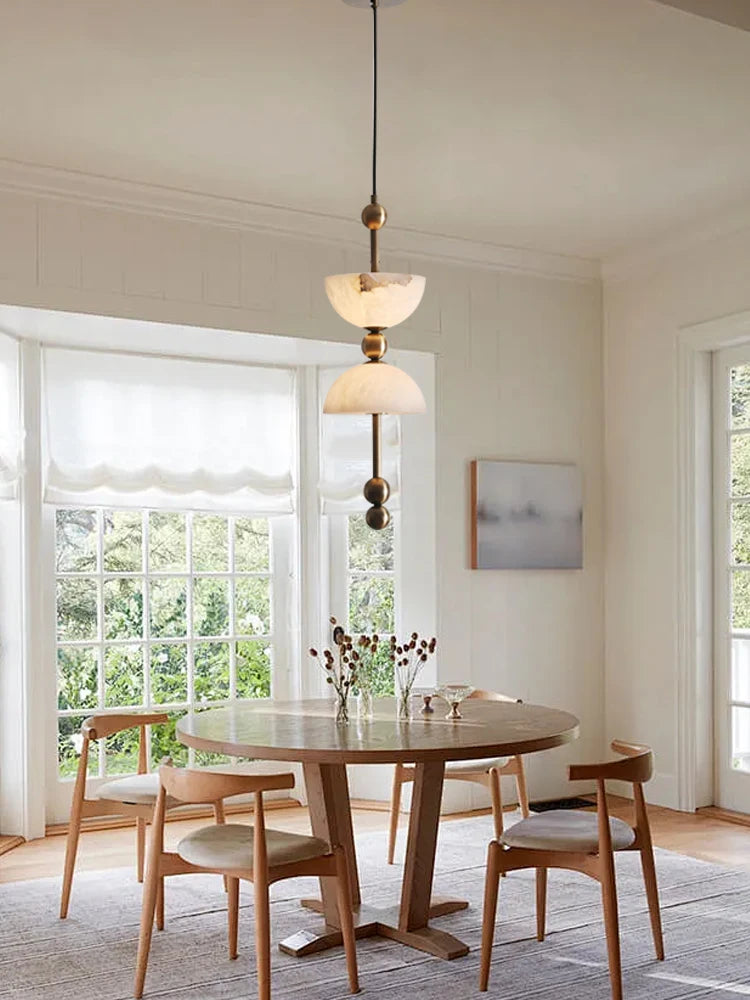 Alabaster & Marble Chandelier – Art Deco Dimmable LED for Living Room, Bedroom, Dining Room | Lucienne Halo by Evenlyr