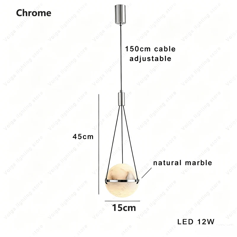 Elara Grove Natural Marble Pendant Light – Dimmable – product detail 11