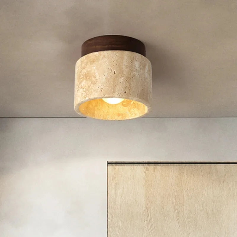 Travertine Flush Mount Ceiling Light – Wabi-Sabi for Hallway & Entryway, Hotel & Hospitality | Maris Halo by Evenlyr