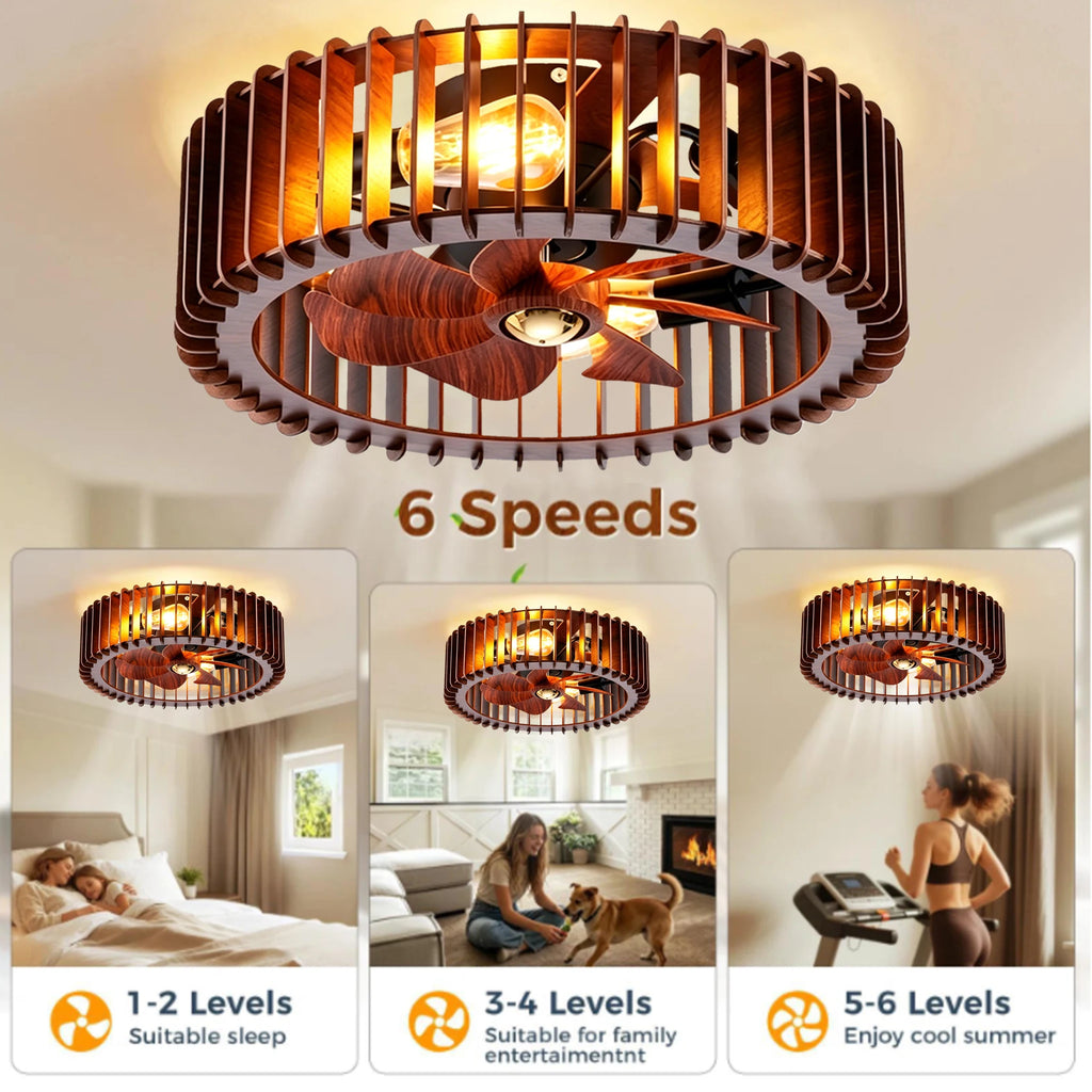 Tivoli Low Profile Ceiling Fan with Light for Low-Ceiling Bedroom – Enclosed Design