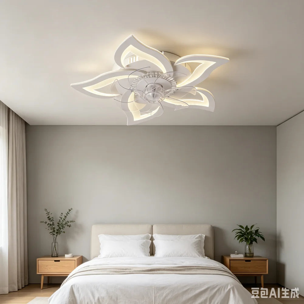 Orlena Flower-Shaped Smart Ceiling Fan Light – Dimmable