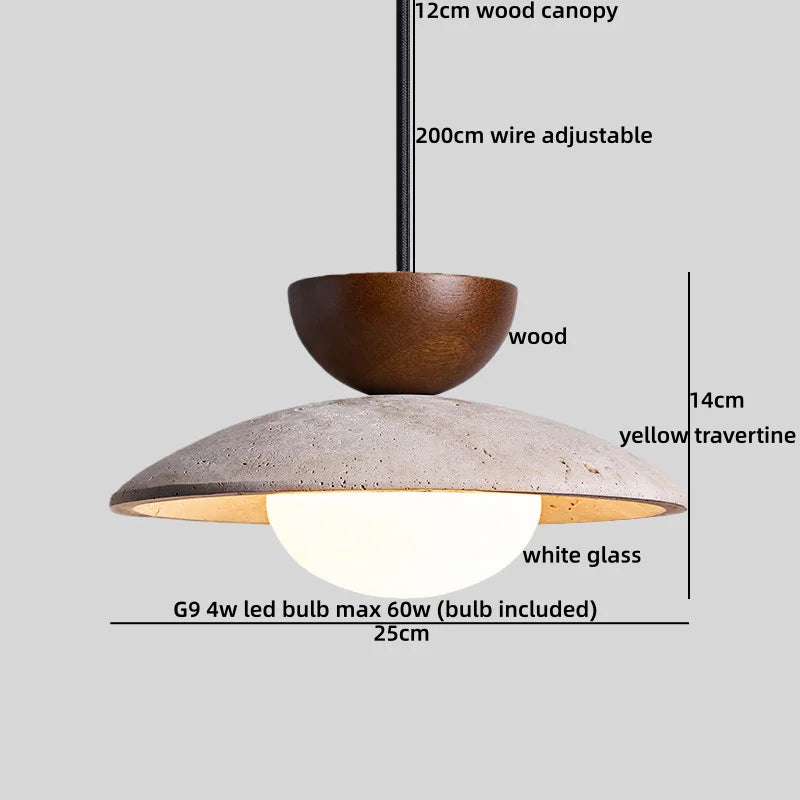 Galen Veil Travertine Pendant Light