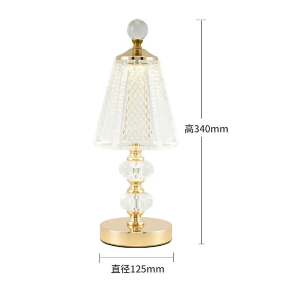 Crystal Table Lamp – Vintage Modern Cordless Rechargeable for Desk & Office, Bedside, Restaurant Table | Kaelis Cascade by Evenlyr