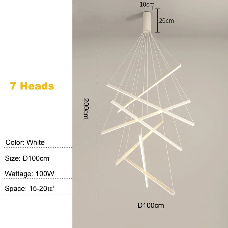 Metal Linear Chandelier – Modern LED Linear for Bedroom & Bedside, Living Room, Hotel & Hospitality | Seren Contour by Evenlyr