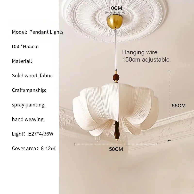 Fabric Chandelier – Wabi-Sabi Japanese for Bedroom & Bedside | Celia Crest by Evenlyr