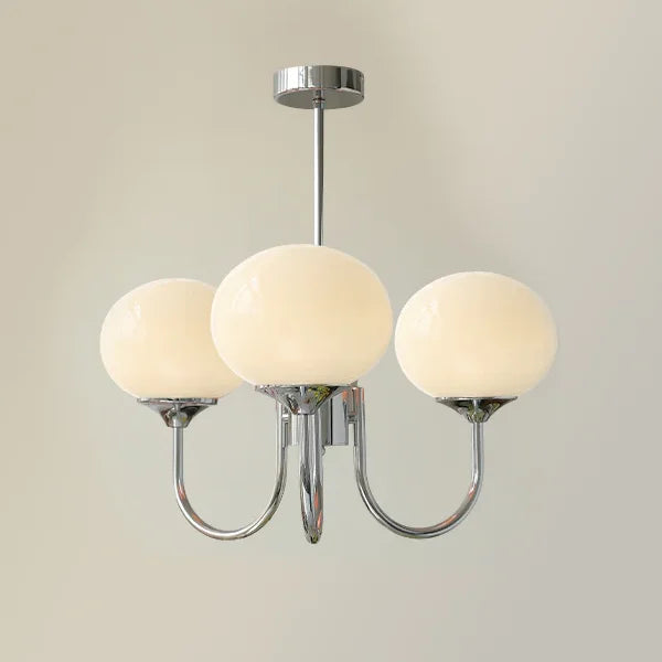 Aurelia Pink-Globe Brass Chandelier for Dining Room – French Cream