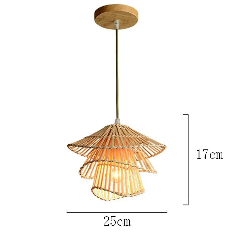 Rattan & Wood Chandelier – Wabi-Sabi Japanese for Dining Room, Bedroom, Living Room | Amaris Dome by Evenlyr