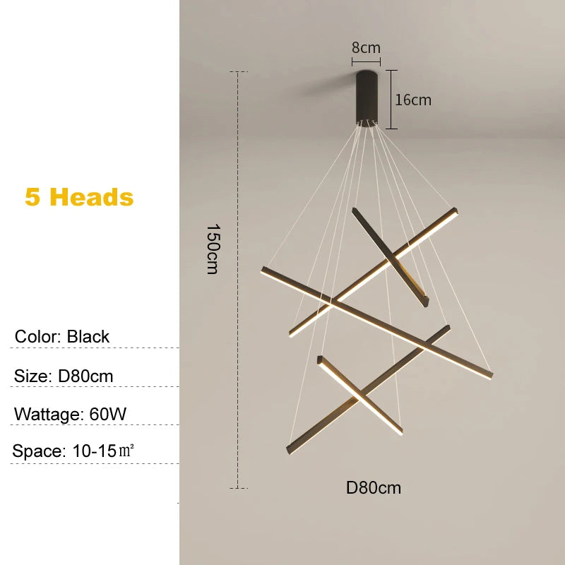 Metal Linear Chandelier – Modern LED Linear for Bedroom & Bedside, Living Room, Hotel & Hospitality | Seren Contour by Evenlyr