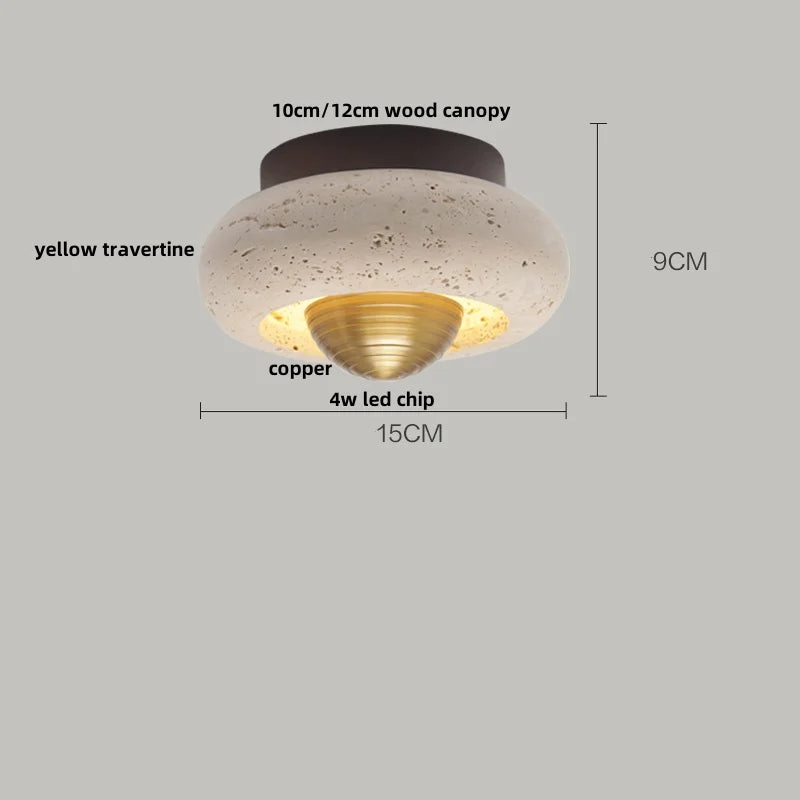 Ruelle Veil Globe Travertine Ceiling Light