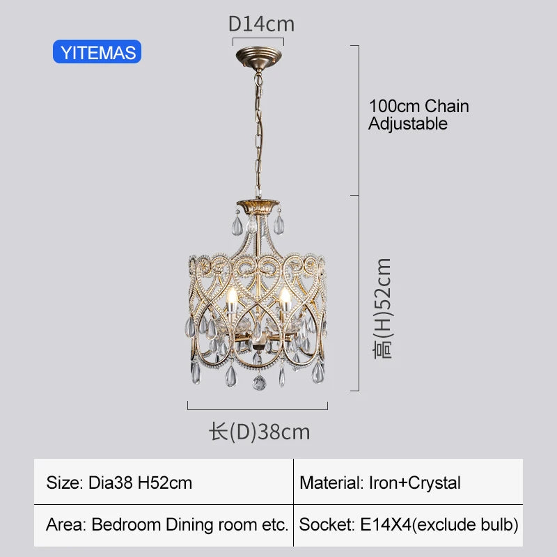 Palermo Antique Silver Crystal Chandelier for Bedroom – French Country – detail view 9