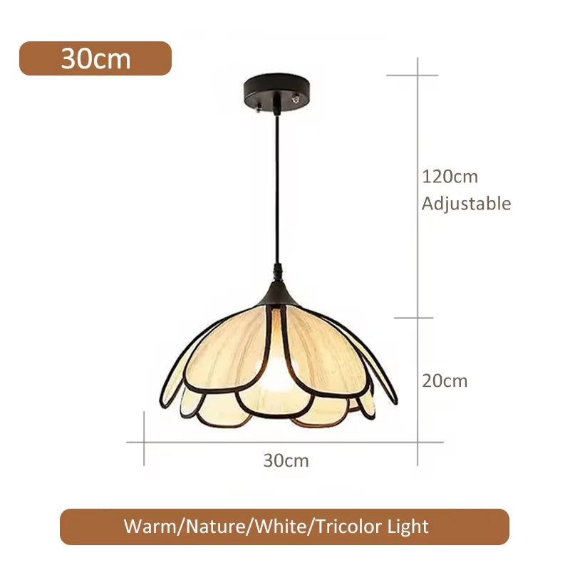 Liora Petal-Shaped Rattan Pendant Light for Tea Room – 3-Color